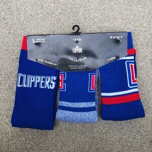 PKWY Los Angeles Clippers LA Crew Socks 3 Pairs Men's LARGE 6-10 NBA Brand New